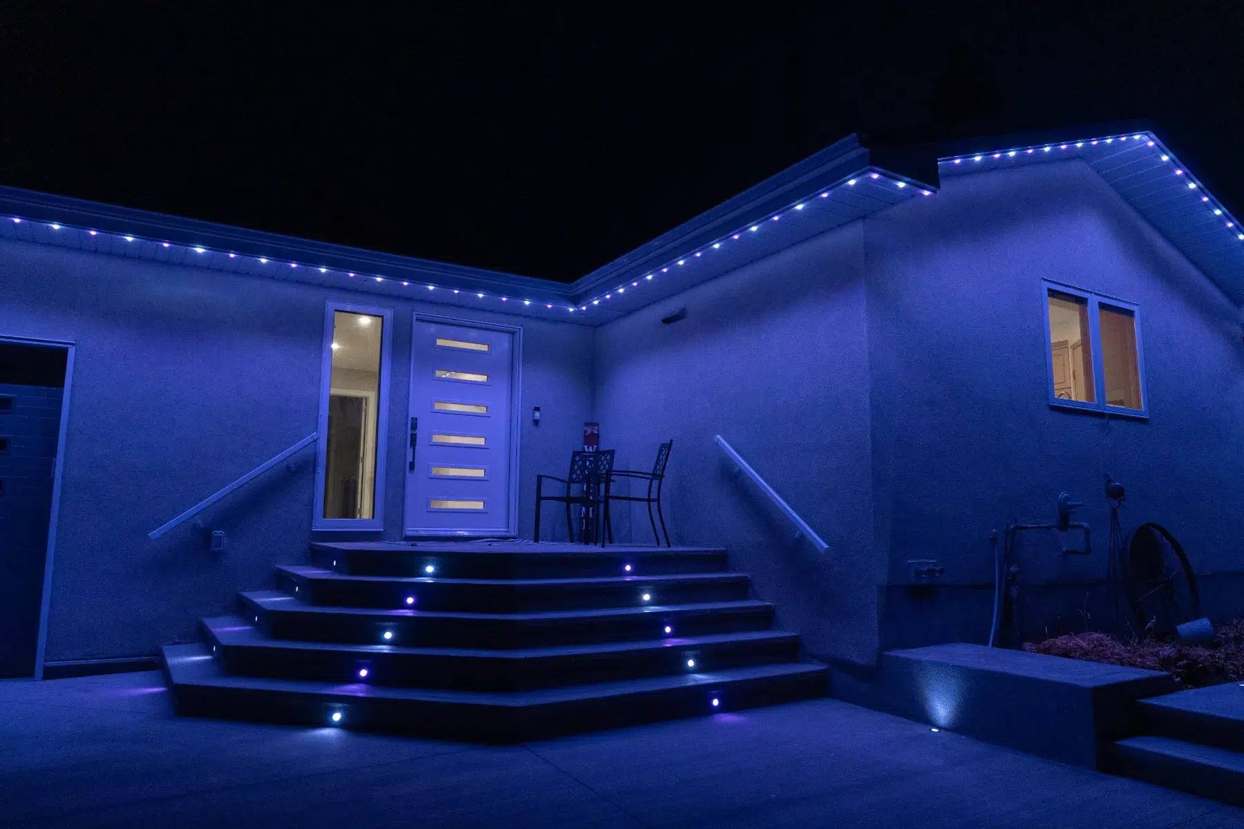 The same steps and roofline lit blue