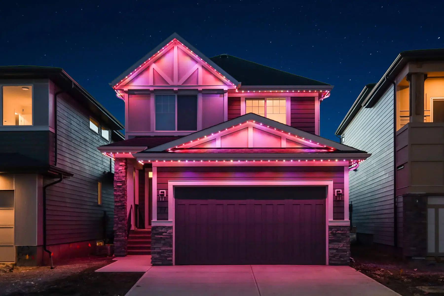 Home lit pink for Valentines Day